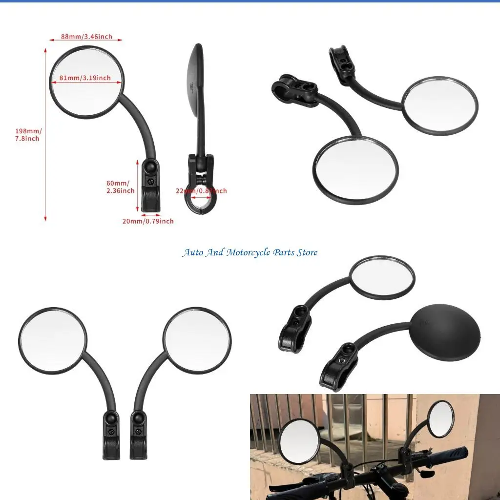P9FD Clip On Mirror Pair Metal Texture for Motorcycle Bars with Joint Use
