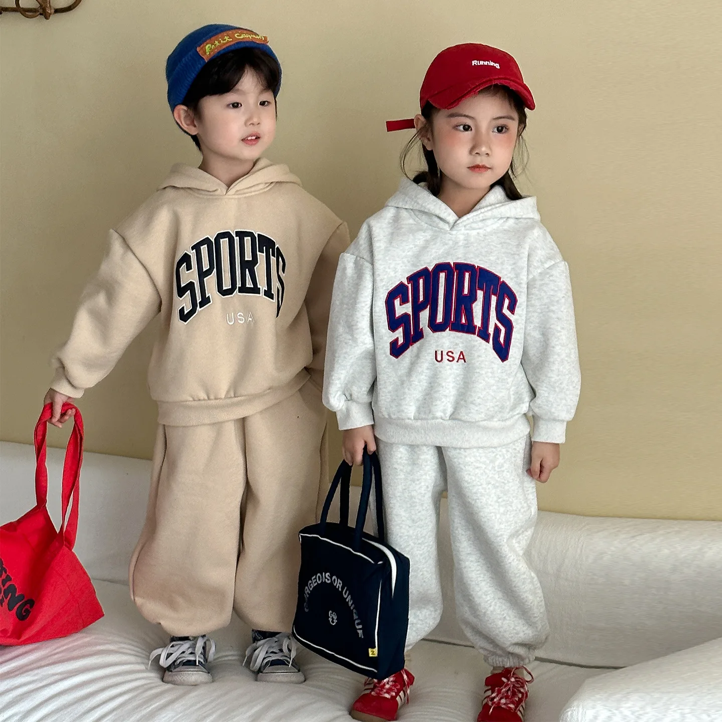 

Children's Girl Clothes Set 2025 Winter Letter Embroidery Hooded Toddler Kid Girl Sweatshirt+solid Mid Waist Teen 1-8Y Girl Pant