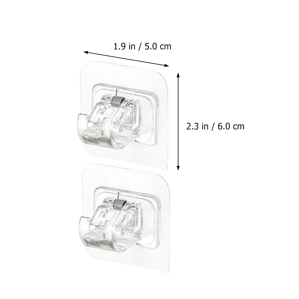 4 Pcs Curtain Brackets Hanging Rod Clamp Hook Fixing Clip White Spring Pole Holder Hooks