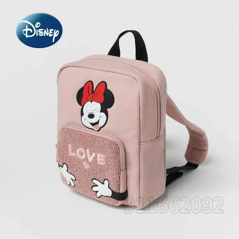 Disney Minnie Original New Girl Backpack Luxury Brand Cartoon Embroidered Girl Backpack Embroidered Pink Cute Mini Schoolbag