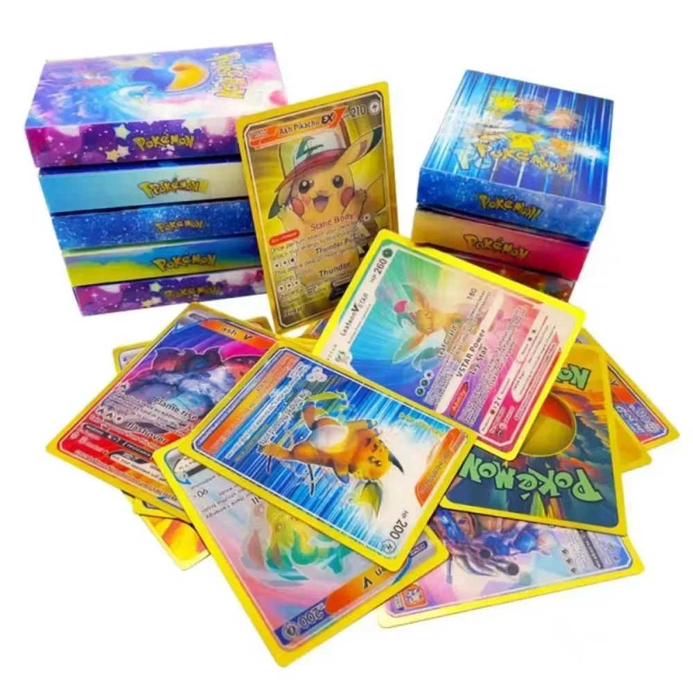 

NEW 50Pcs Pokemon 3D Shining Rainbow Cards English Vmax Gx Charizard Pikachu Trading Game Collection Battle Card Children Toys