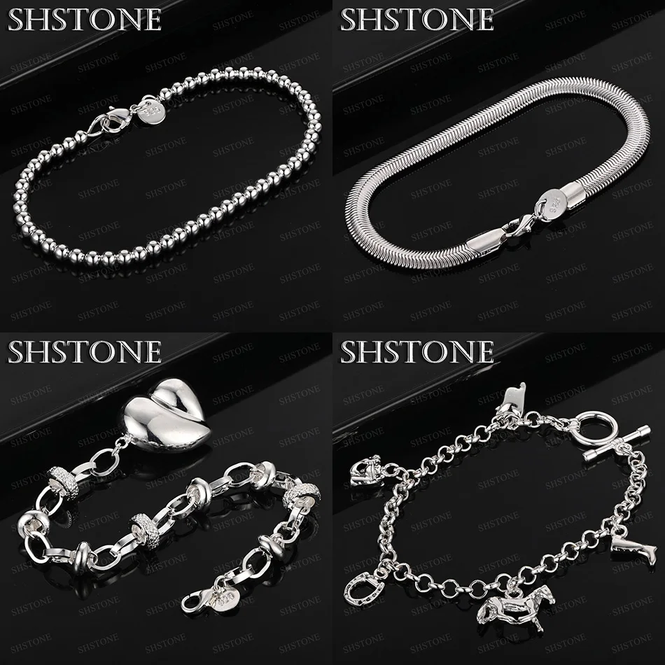 

Стерлингового Серебра 925, сердце, лошадь, бусина, цепочка, плоская боковая цепочка, браслеты, модный дизайн для дня рождения, красивые ювелирные аксессуары