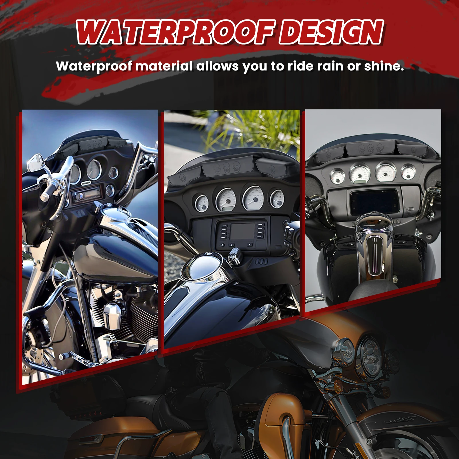 Windshield Fairing Pouch PU Leather Storage Bag Fit Harley Touring Electra Glide Street Glide Ultra Limited Tri Glide 2014-2025