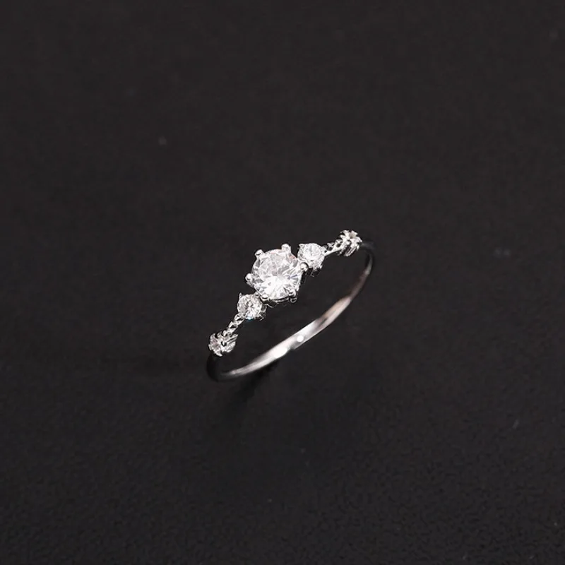 Luxury Shiny 925 Sterling Silver Adjustable Full Zircon Engagement Ring for Woman Wedding Jewelry Accessories Girlfriend's Gift