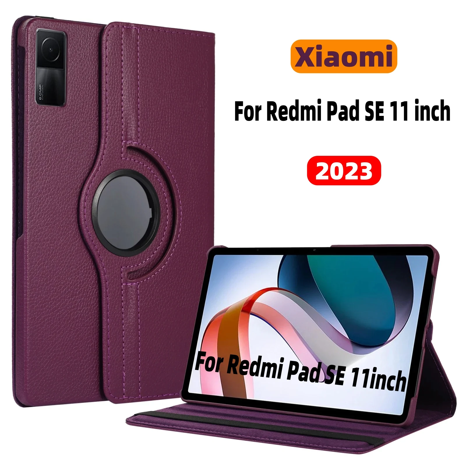 

Case For Xiaomi Redmi Pad SE 11" PU Leather 360 Degree Rotating Stand Tablet Cases For Redmi Pad SE 11inch 2023 Cover