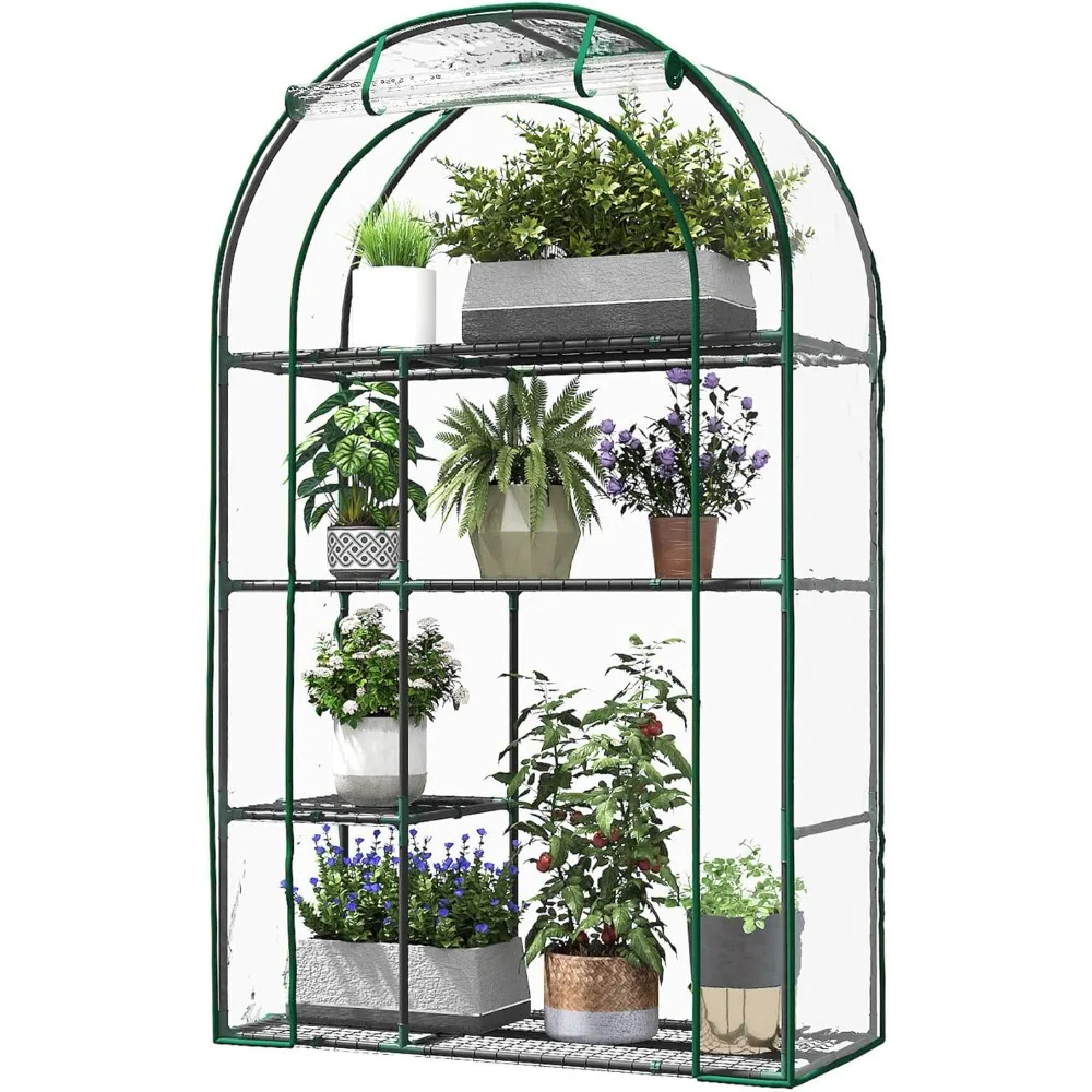 

Mini Greenhouse for Outdoors, Portable Small Greenhouse 4-Tiers for Indoor, 38"x17"x62" Green House with PVC Cover