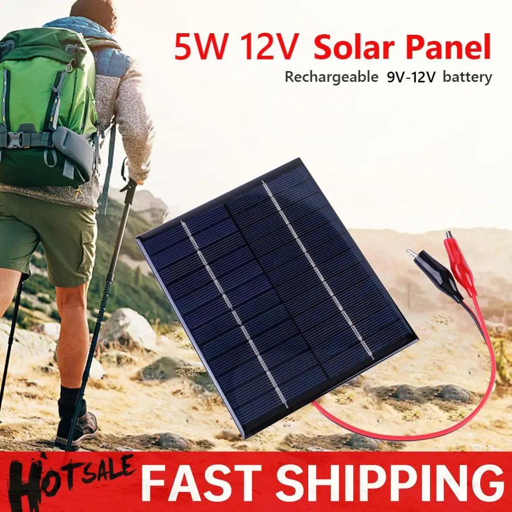 

5W 12V Solar Panel Waterproof Solar Cell DIY Polysilicon Solar Epoxy Cell Charger for Outdoor Camping for 9-12V Battery Charging