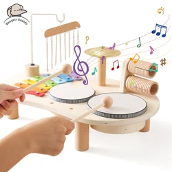 Baby Aeolian Bells Rattle Montessori Educational Toys Children Musical Toys Kids Drum kit Music Table Wooden Musical Instruments