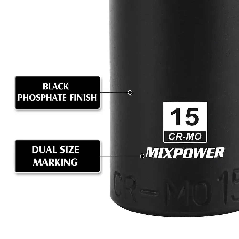 مجموعة مقابس التصادم المغناطيسي العميق 13 قطعة 6 نقاط 7-19 مللي متر متري CR-MO قضبان التخزين قسط الكروم الصلب نصف القطر الزاوية تصميم