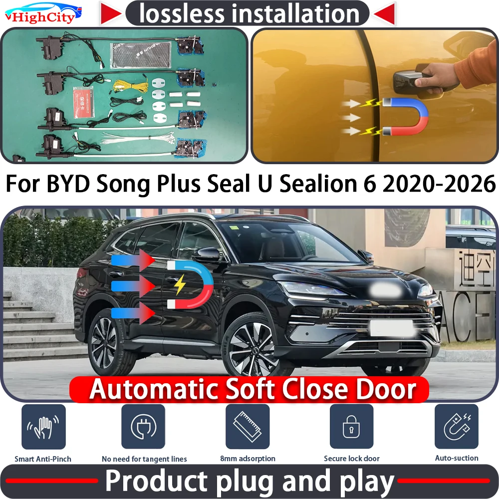 HighCity Electric Closing Door Lock Actuator for BYD Song Plus Seal U Sealion 6 2020-2026 Soft Close Power Latch System Auto