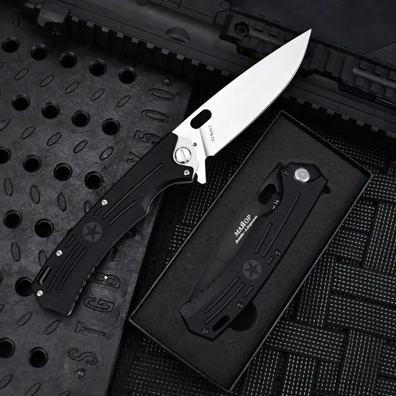 Russian Outdoor Folding High Hardness Self Defense Knife D2 Steel Sharp Portable Folding Knife Outdoor Survival Knife