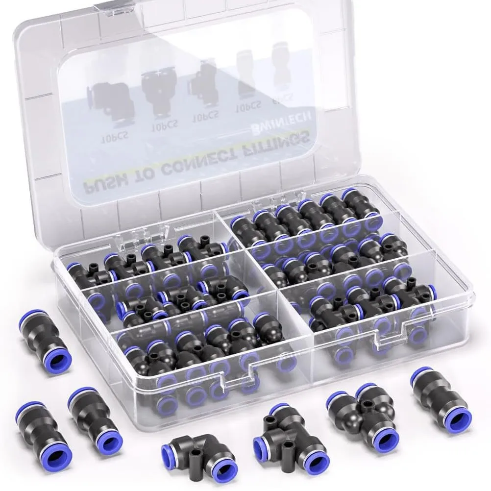 40Pcs Set 4/6/8mm Air Pressure Push-On Connector Kit with 6 Air Pressure Deceleration Connectors