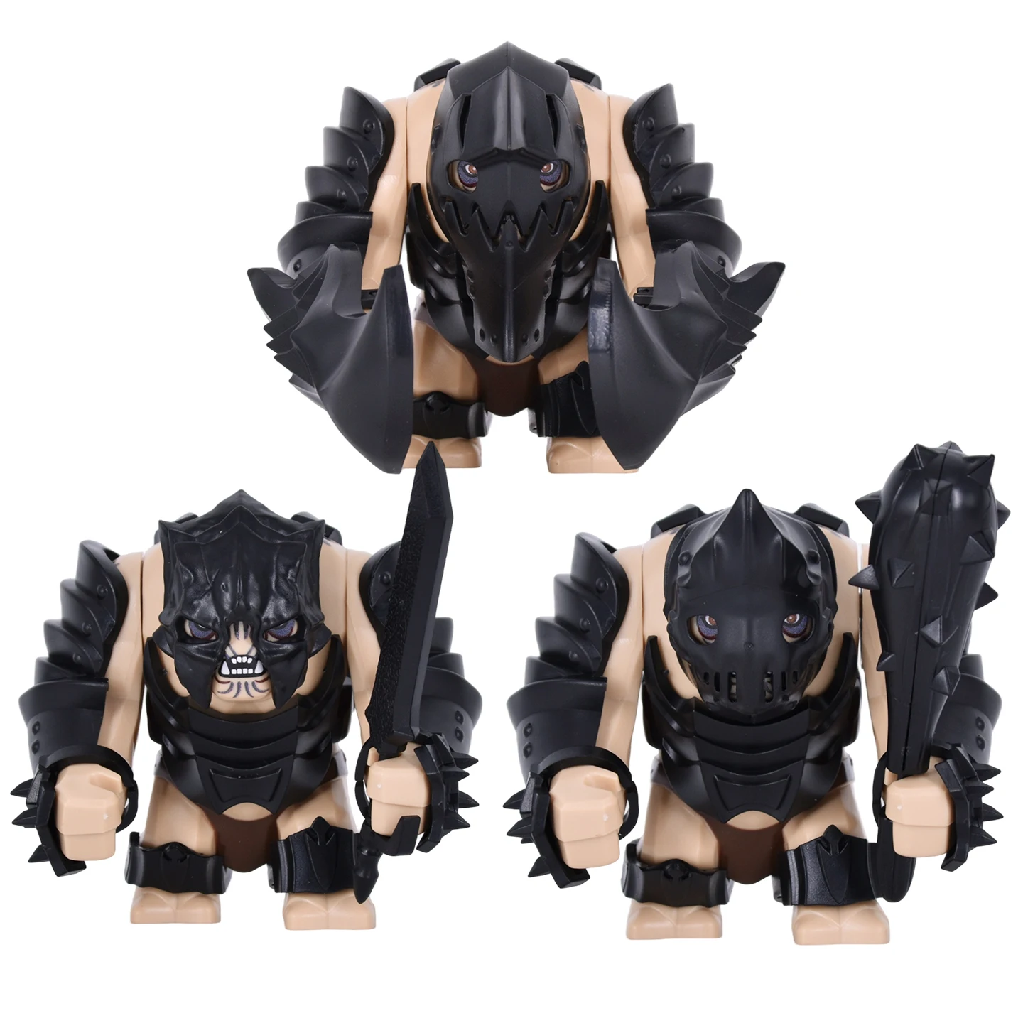 DIY LOTR Mittelalterliche Armee Troll Baustein-Set mit Rostiger Rüstung und Vielfältigen Zubehörteilen, Große Bewegliche Ziegelstein-Figur – Detail 5