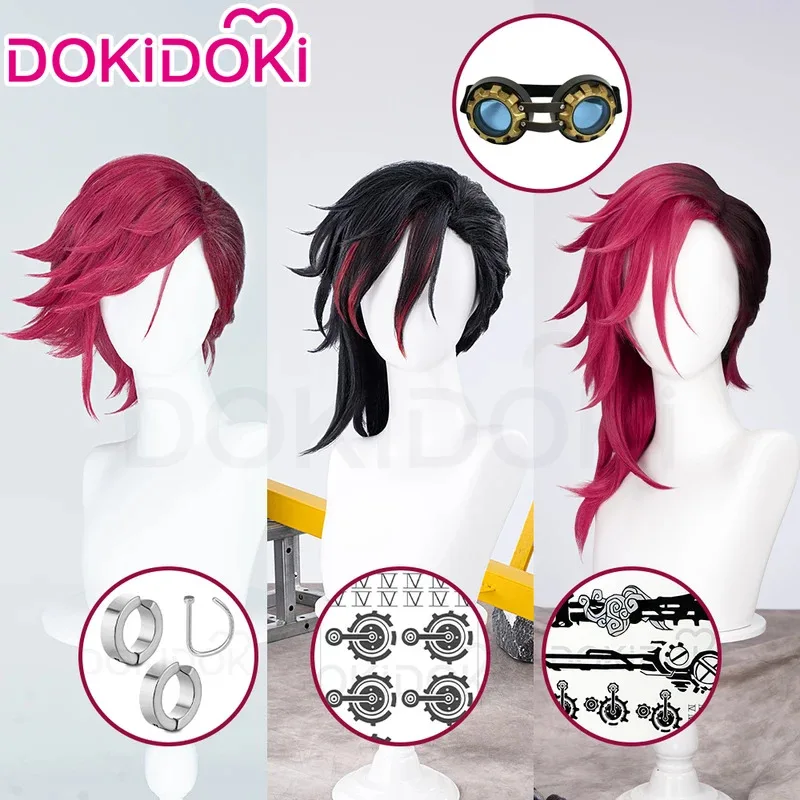 A2025 新在庫ゲームドキドキ女性 45 センチメートル黒赤グラデーション髪 Vii コスプレ無料キャップウィッグ ★   HAxiba!