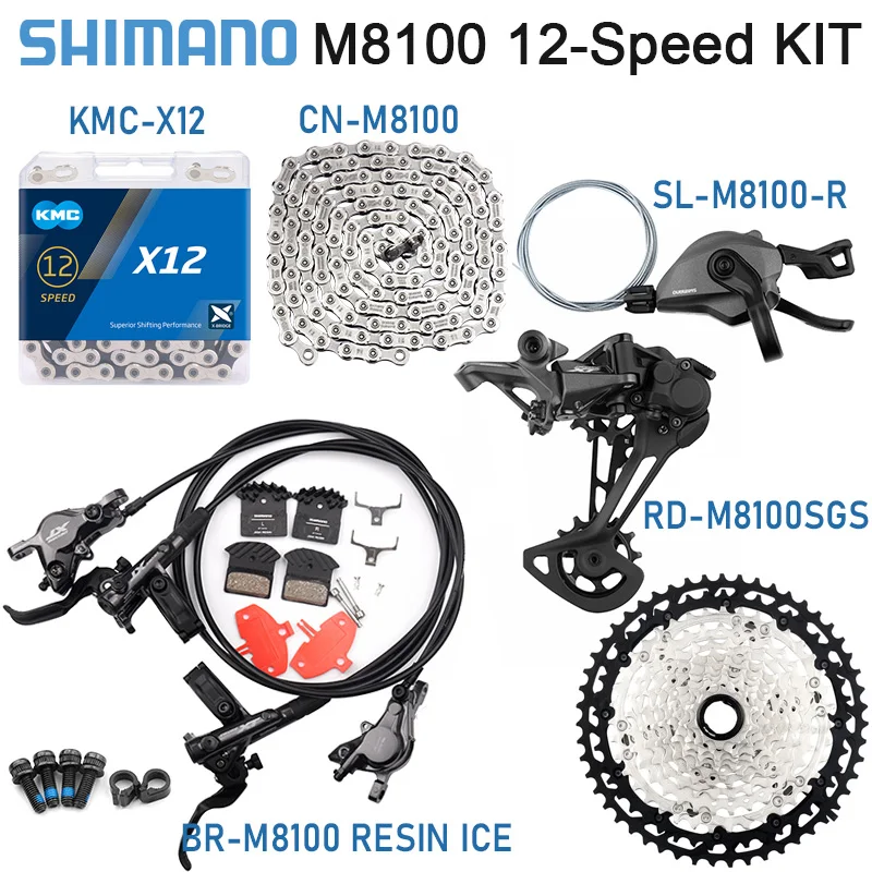 

Shimano Deore XT M8100 12S Groupset Shifter Derailleur MTB Front Rear Hydraulic Brakes CS 51T MS HG 46 50 52T Cassette 12V Chain