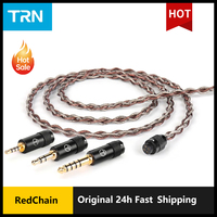 TRN RedChain Earphones Silver-Plated Copper OFC Copper Upgrade Cable with Swappable Connectors 2.5/3.5/4.4 For TRN MT1 MAX TA4