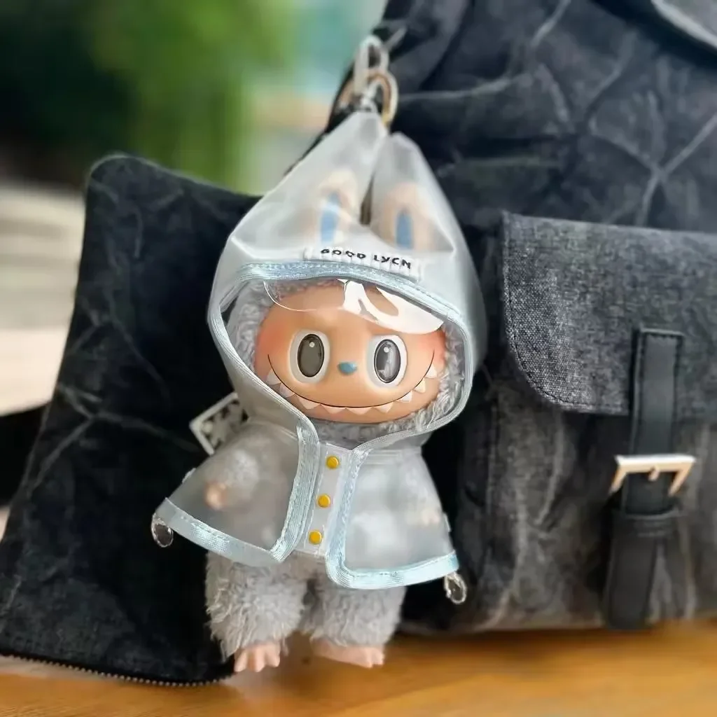 For Labubu V1/V2/V3 17cm Summer Doll Clothes Rabbit Ear Raincoat DIY Outfit Gift - Collectible Toy Apparel