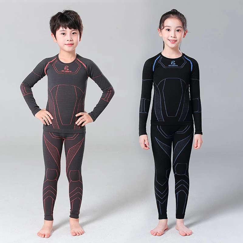 Dry Thermal Baby Boy Girl Ski Underwear Suits Sport Heat Children Cross-country Ski Suit Outdoor Montain Kids Snowboard Costume