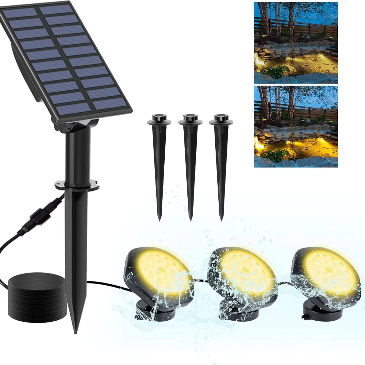 crepow Solar Unterwasser Licht RGB Wasserdicht Teich Schwimmbad Lampe Landschaft Outdoor Garten Straße Scheinwerfer für Baum Countyard Decor 5