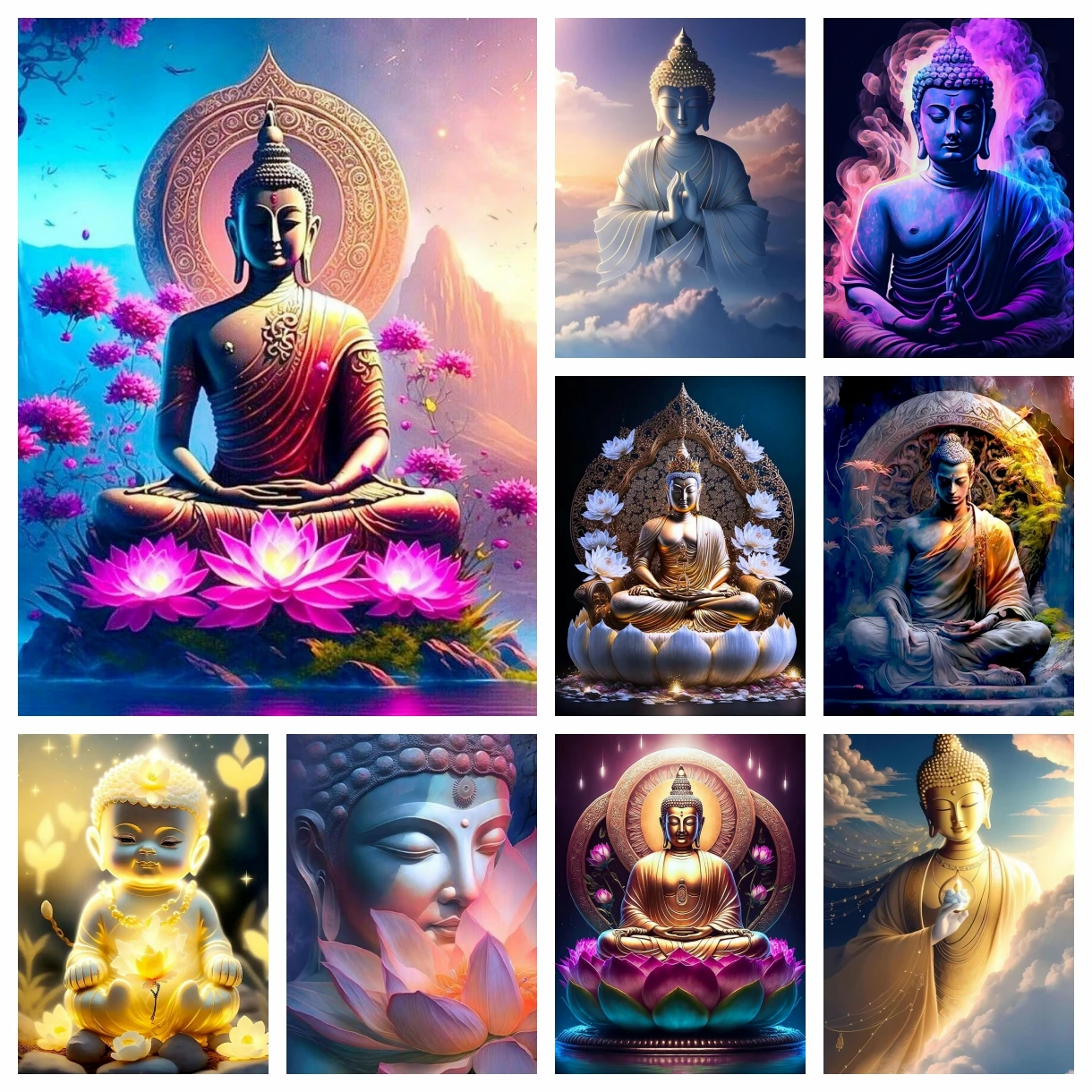 Diamond Painting 5D DIY Buddha Cultural New Full Drill Round Diamond Embroidery Religion Cross Stitch Kit Mosaic Home Room Decor