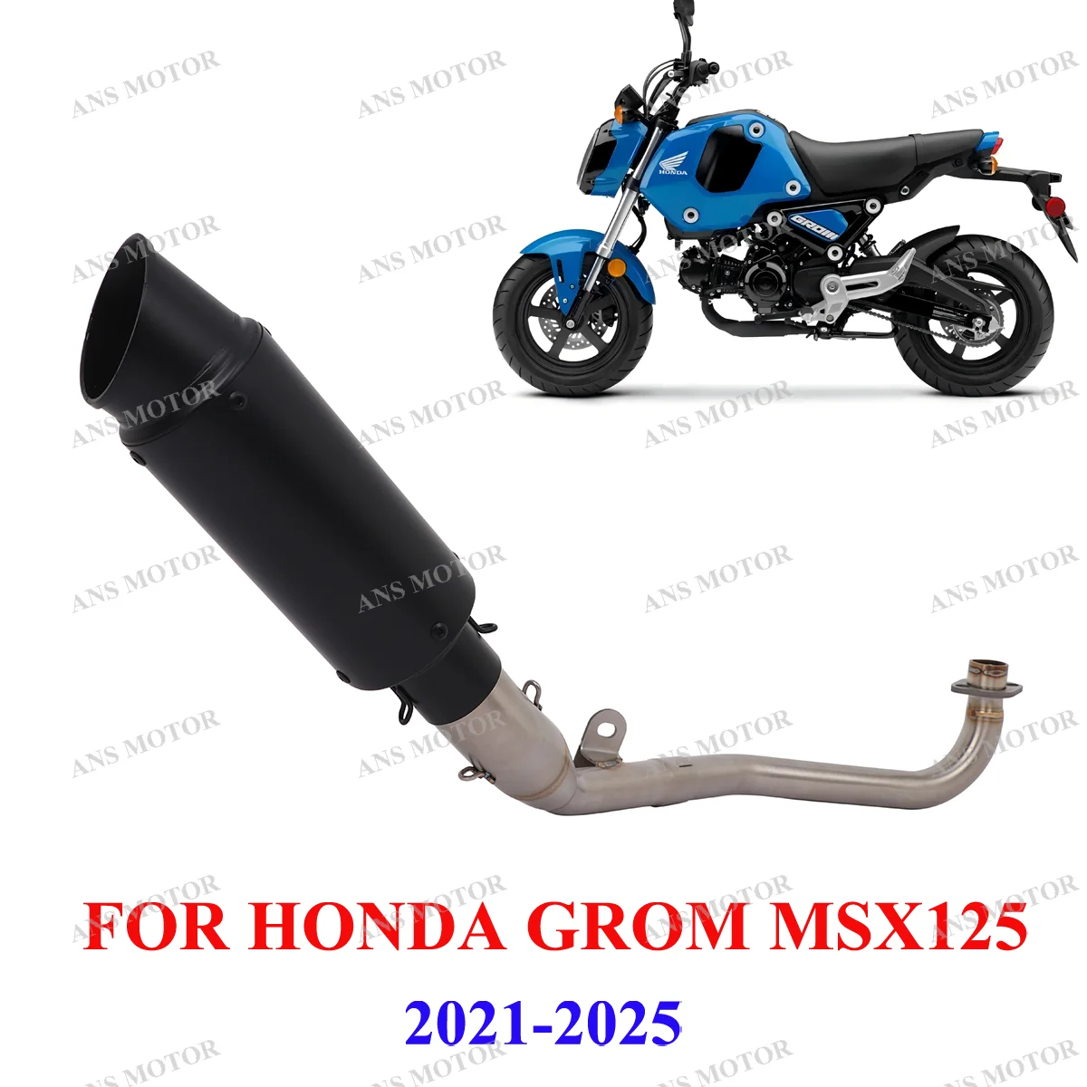 

Slip On For Honda Grom Msx125 2021-2025 Motorcycle Exhaust Full System Eacape Grom Exhaust Black