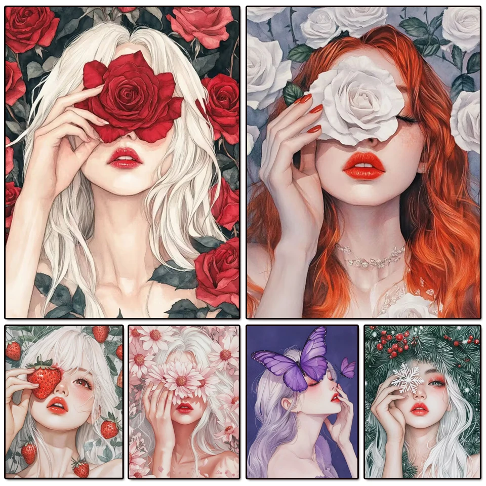 

Набор алмазной живописи ручной работы «сделай сам» для женщин и цветов, роза, ирис, крест, драгоценности, вышивка, Алмазная мозаика, украшение для дома