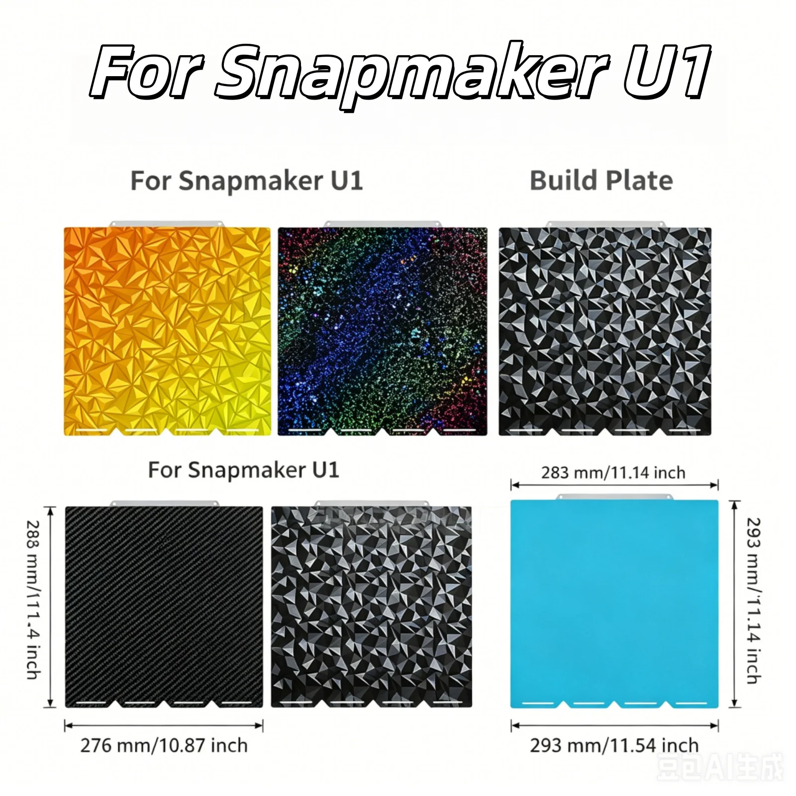 

For Snapmaker U1 Build Plate Double Sided Textured PEI Spring Steel Hot Bed 276×293mm 300℃ High Temp Magnetic Print Bed Replace