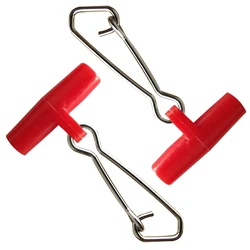 50Pcs Red Fishing Swivel Hooked Snaps Fishing Hook Line Heavy Duty Connector Sea Swivel Rolling Snap