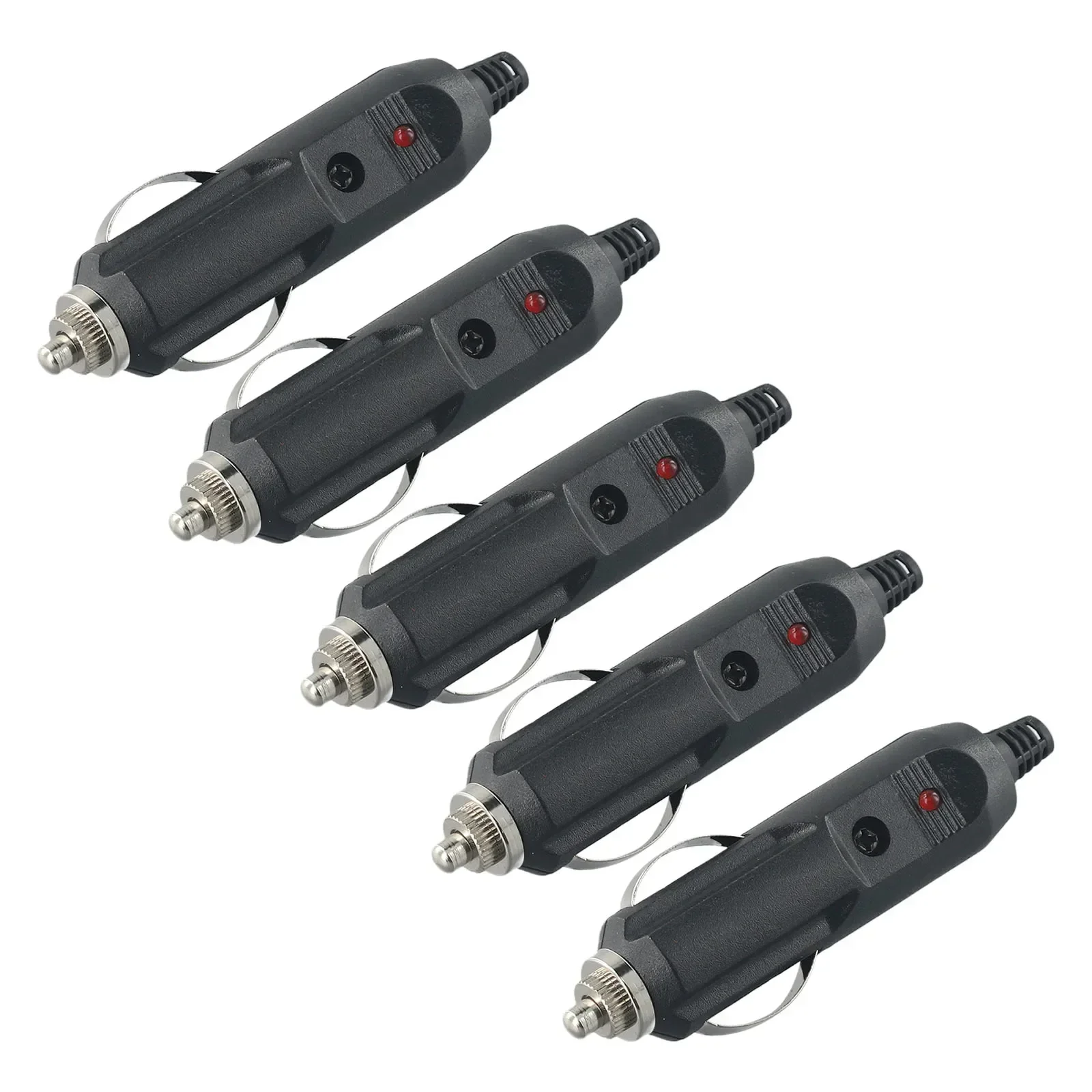 5PCS 12V Car Onboard Plug 10A Fuse Male Car Cigarette Lighter Socket Plug Connector W/ Red LED  Car Appliance Vacuum Clean