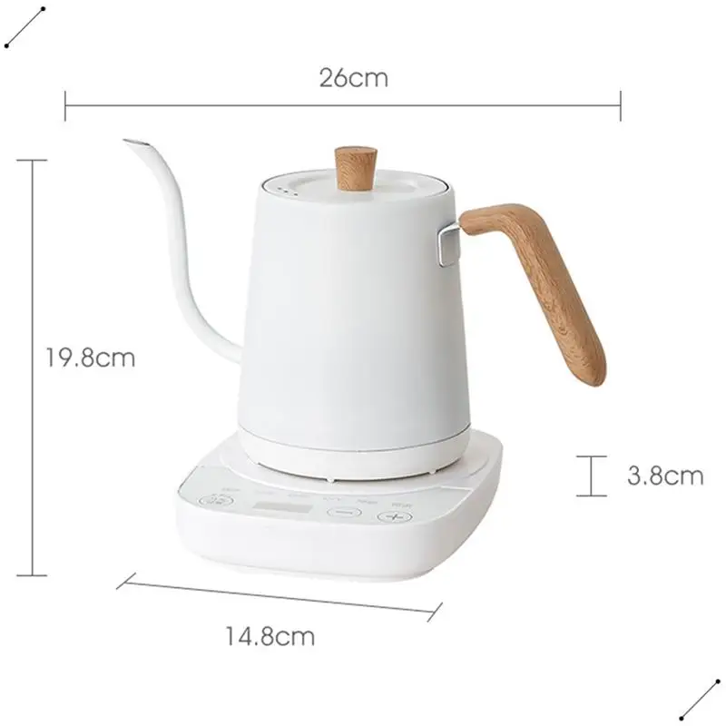 Electric Coffee Kettle Flash Heat Temperature Control Hand Kettle Gooseneck Slender Smart 800Ml 1000W EU Plug