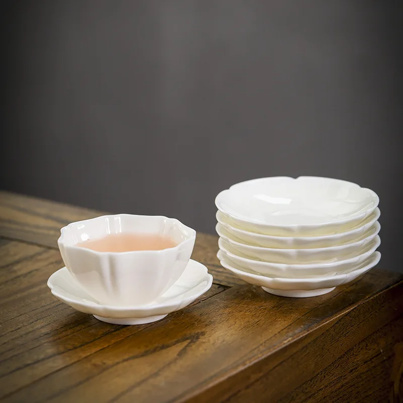 Mutton fat jade coaster chinoiserie white porcelain tea coaster coaster ceramic cup saucer tea saucer tea ceremony accessories