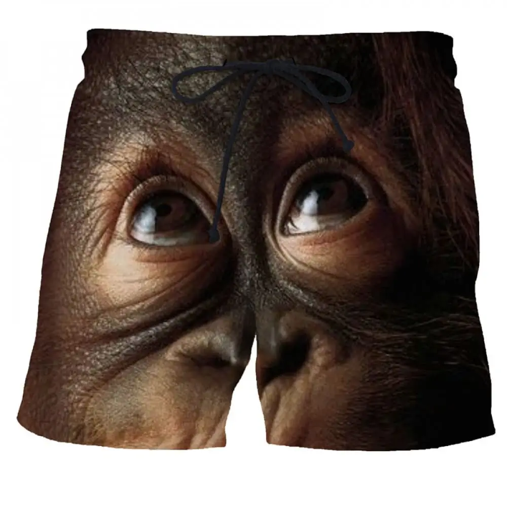 Summer Funny Monkey Gorilla Beach Shorts Animal 3D Print Swimming Trunks Men's Casual Board Shorts Kids Short Pants Man Swimsuit