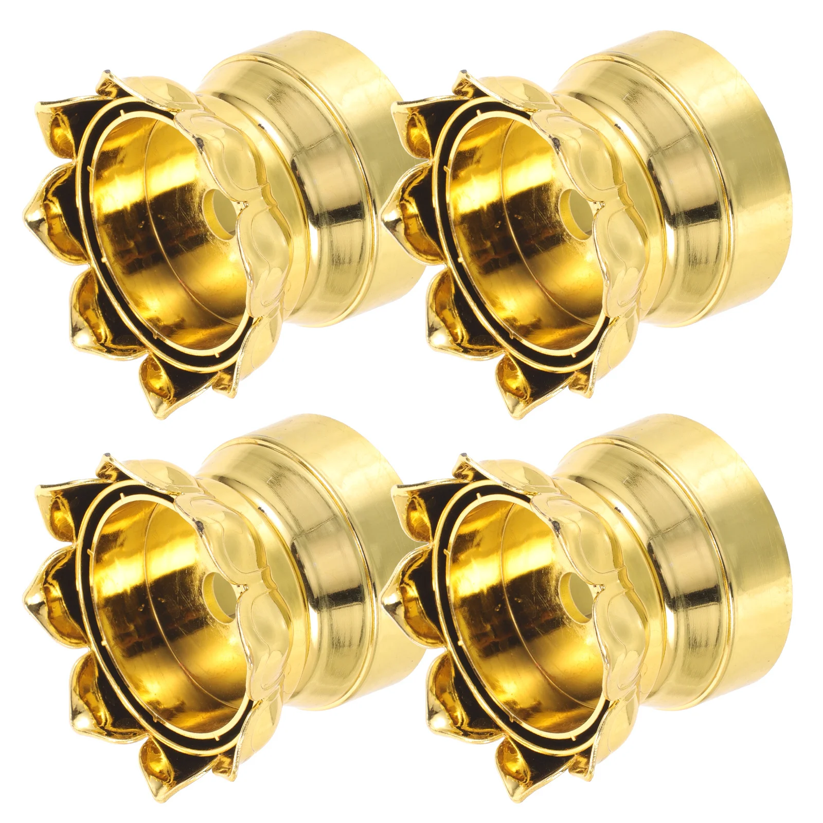 Candelabro de plástico Vintage con soporte de loto dorado para decoración del hogar, decoración budista del templo, regalo religioso de escritorio, 4 Uds.