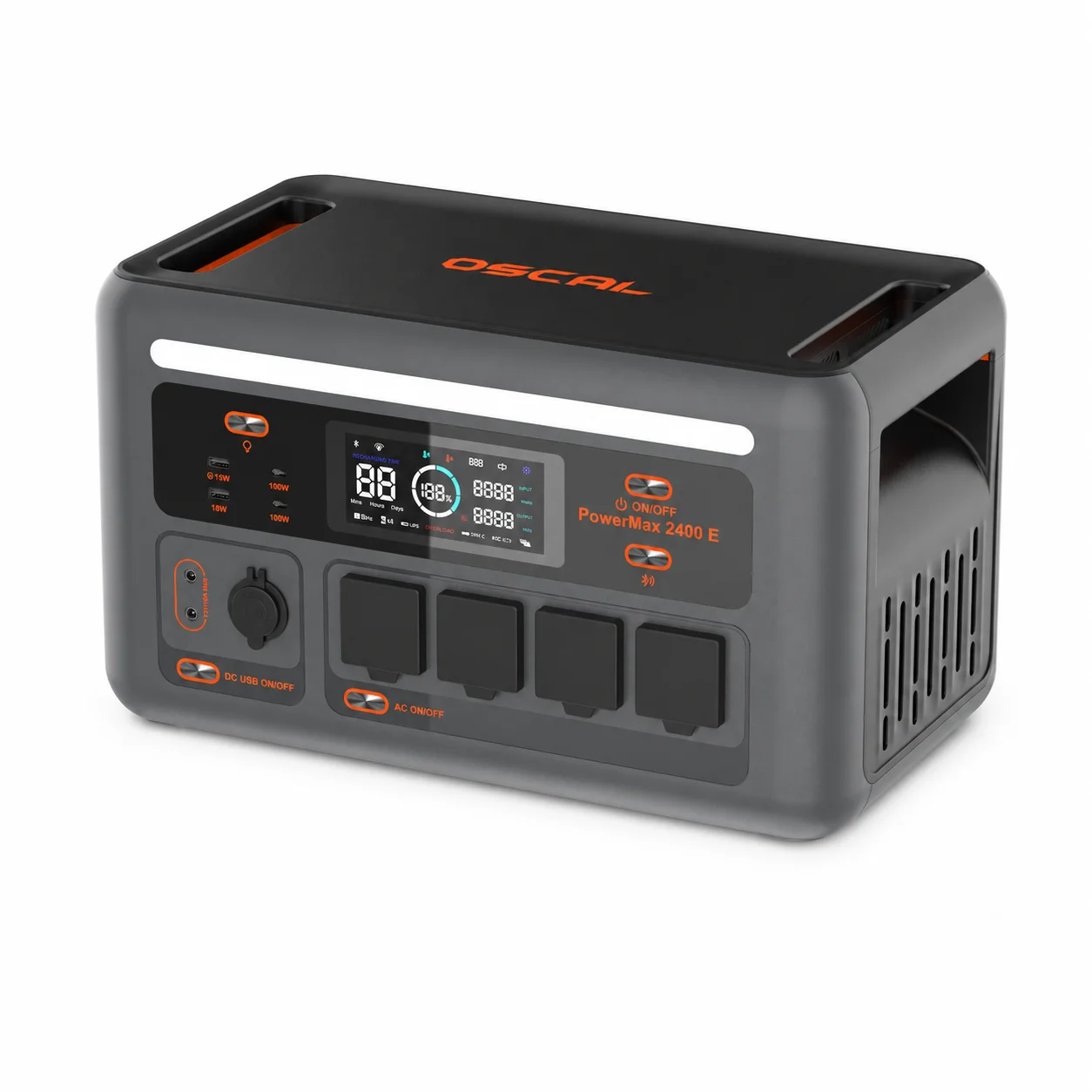 Tragbare Powerstation OSCAL PowerMax1800SE 1800W Spitzenleistung 2400W 1024Wh LiFePO4 Solargenerator USV 700W Schnellladung APP-Steuerung 5 LED-Modi für Notfälle zu Hause, Camping, Wohnmobil,