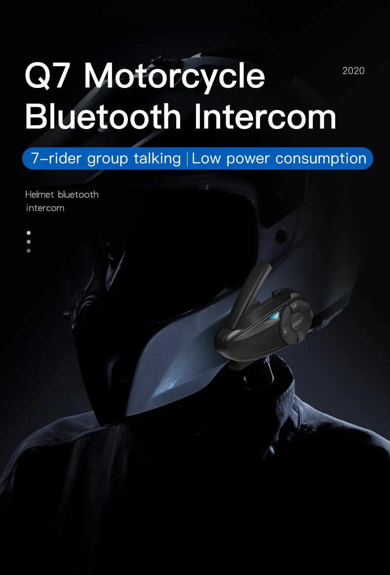 EJEAS Q7 Motorhelm Bluetooth Headset voor 2 rijders Intercom