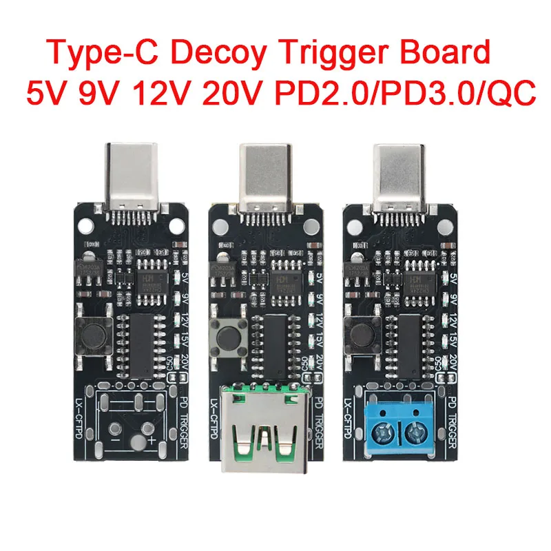 100W 5A USB Type-C Male PD/QC Decoy Trigger Board 5V 9V 12V 20V Output PD 2.0 3.0 Trigger Adapter Cable Connection Polling Detec