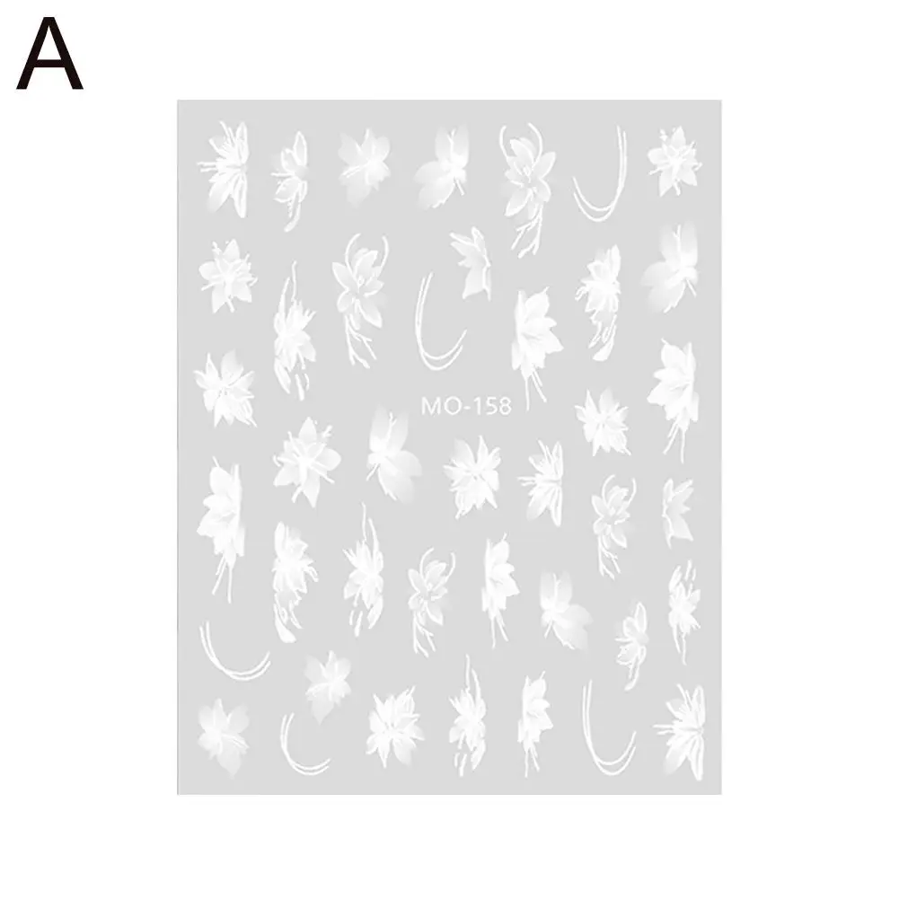 White Lace Flower Nail Art Sticker Acrylic Floral Charm Elegant Design Adhesive Bride Sliders Simple Decal Wedding Manicure R7Z1