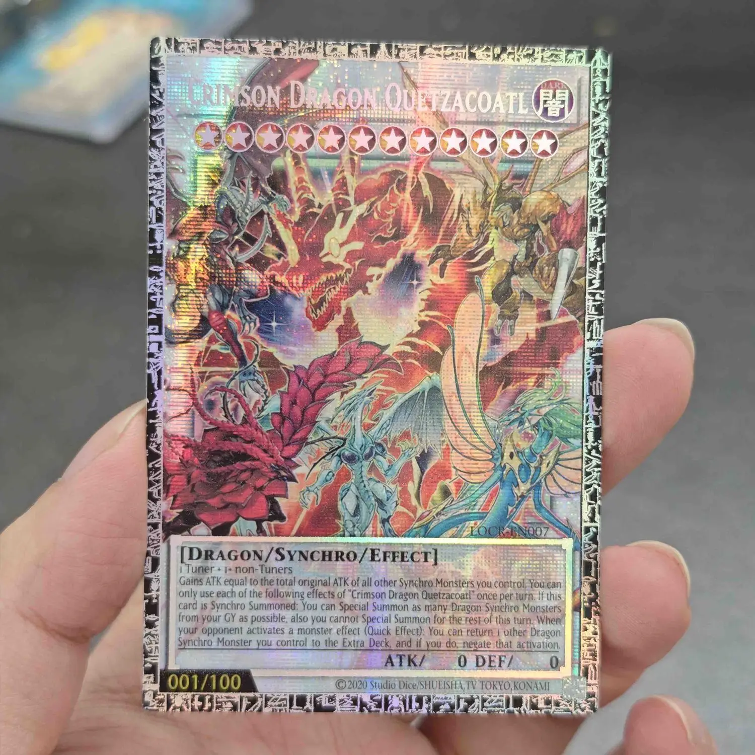 Yu-Gi-Oh! Tarjeta de Colección Universal Crimson Dragon Quetzacoatl Diy English GMR-OF Edición Limitada LOCH PSER/N, Regalos
