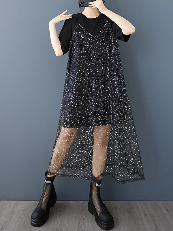 Loose Silver Heat Transfer Me Tank Top And T-irt Two-Piece Set k Design Sensation Faionable Summer Outfit plus Size