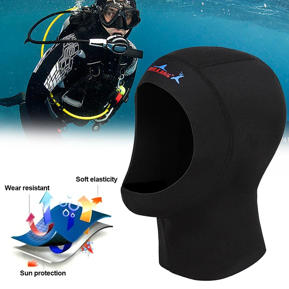1mm Neoprene Men Women Fishing Snorkeling Hood Cap Swim Full Face Mask Waterproof Warm Scuba Diving Hat Winter Swimming Cap view 2