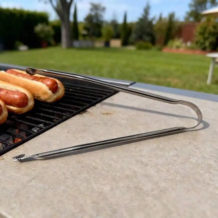 

1-2pcs Stainless Steel Rotating Hot Dog Clamp, Food Clip Grilling Meat, Steak, BBQ (Silver)