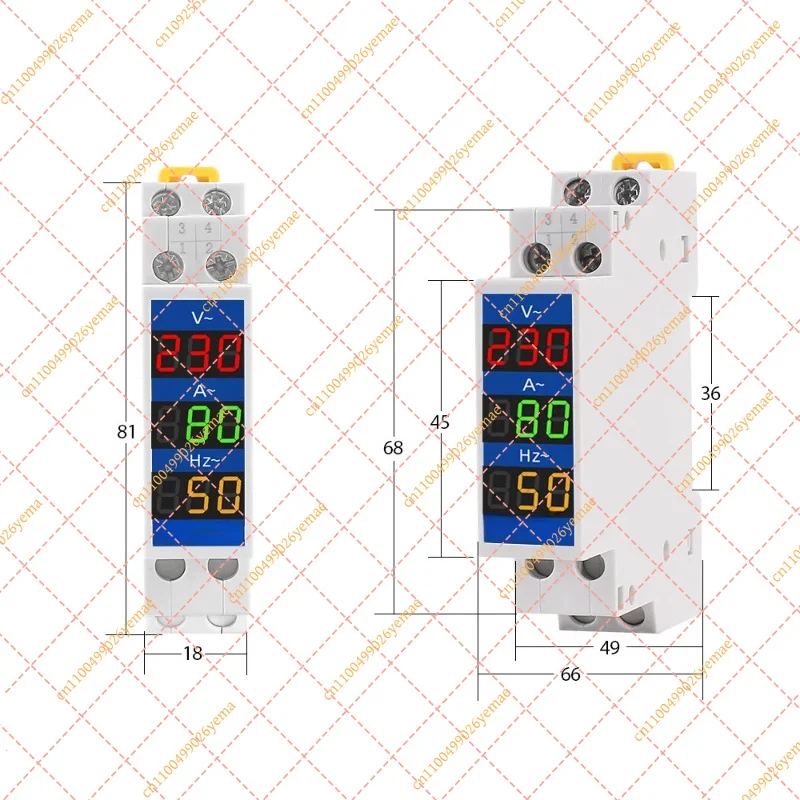 18mm DIN Rail Modular Voltmeter & Ammeter, AC 80-500V 100A Digital LED Meter