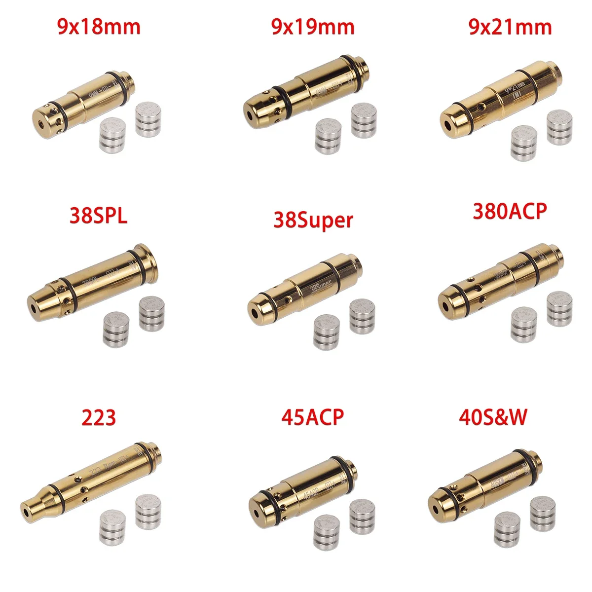 Caça 9mm treinamento de fogo seco laser bala boresighter para glock 17 19 43 380 acp.223rem 40s & w cartucho laser vermelho furo vista