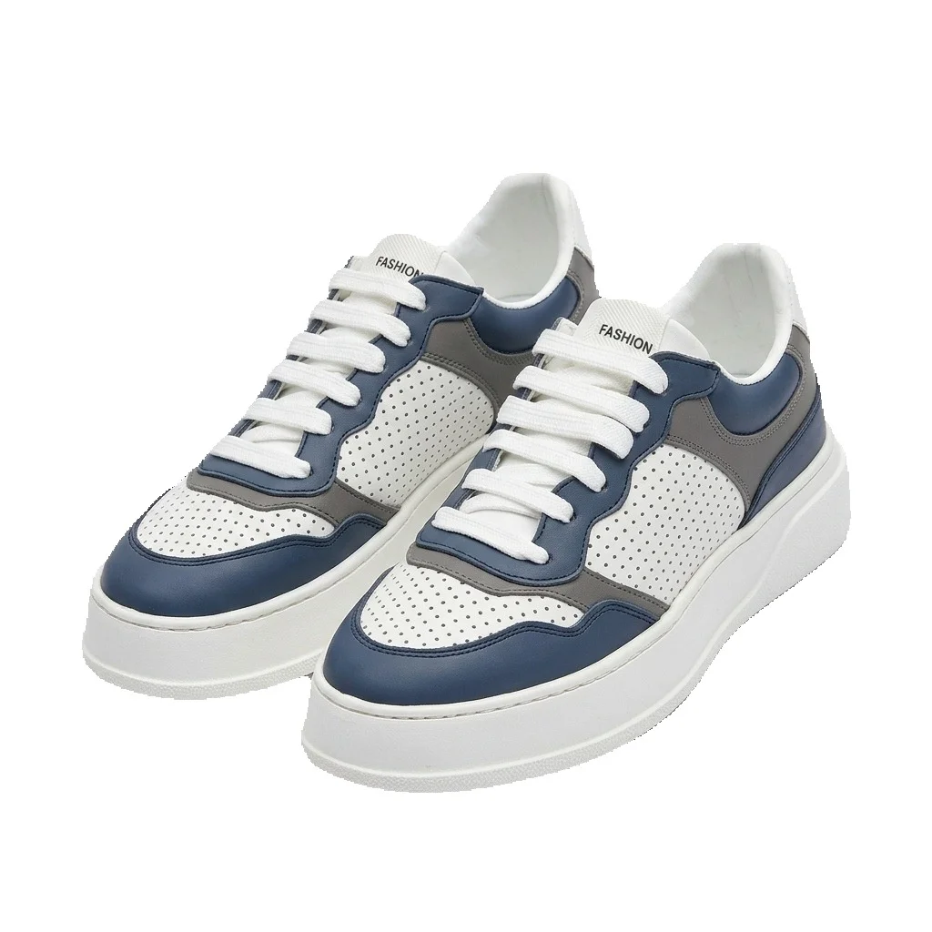 Genuine Leather Breathable Skateboarding Shoes For Men White_voghion.com