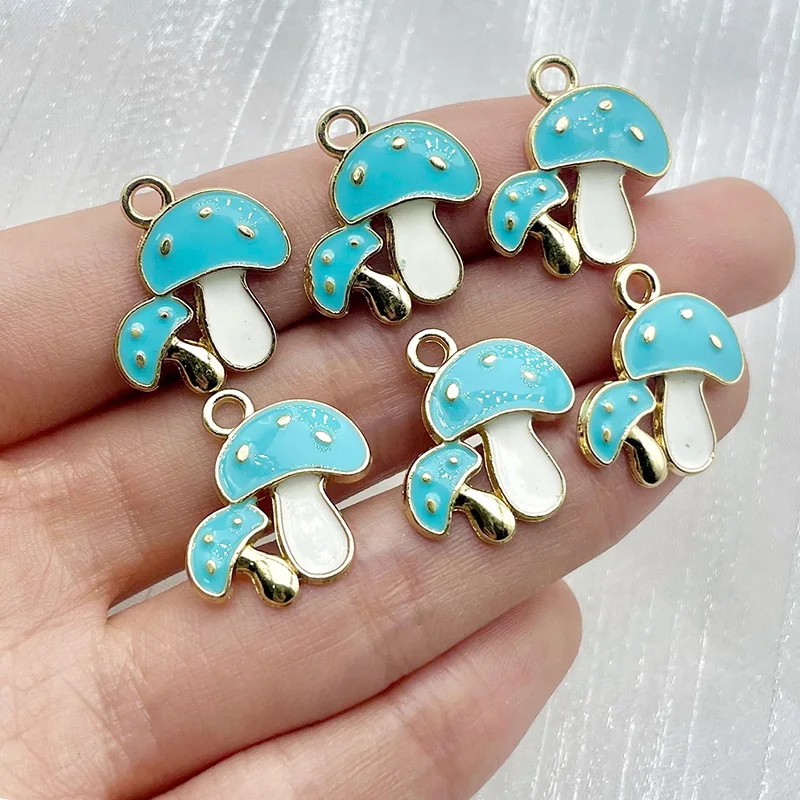 20Pcs 19*19mm Colourful Alloy Enamel Drip Oil Mushroom Plant Pendant Diy Necklace Bracelets Earrings Charms For Jewellery Making