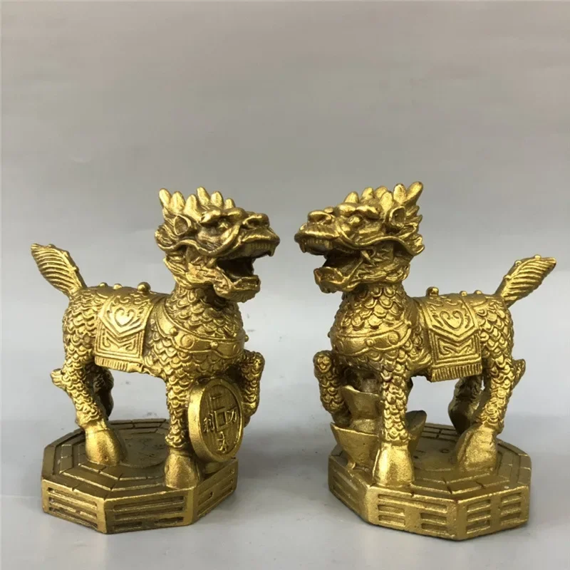 Brass money, Yuan Bao, eight diagrams, unicorn ornaments, home and office crafts