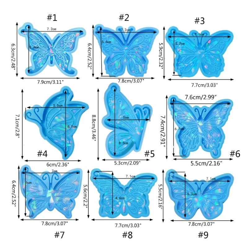 Holographic Keychain Silicone Mold Pendant Charms Mold Butterfly-Epoxy Resin Casting Mold for DIY Crafts Jewelry Making R3MC