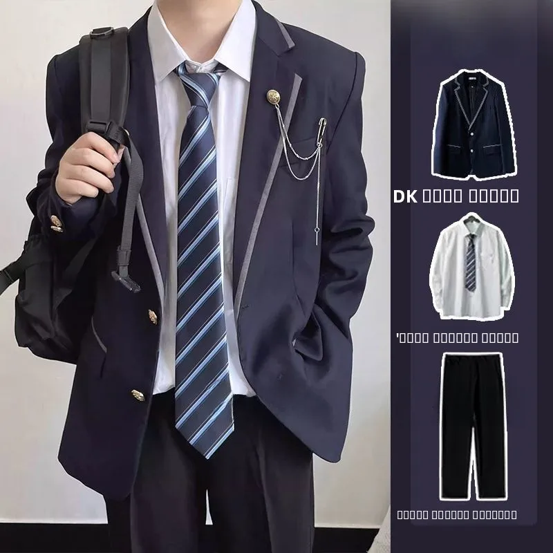 

Мужской костюм Briti Sle: пиджак и брюки с цепными элементами, для студентов, весна-осень, модный, специальный, широкий крой, двойной B...