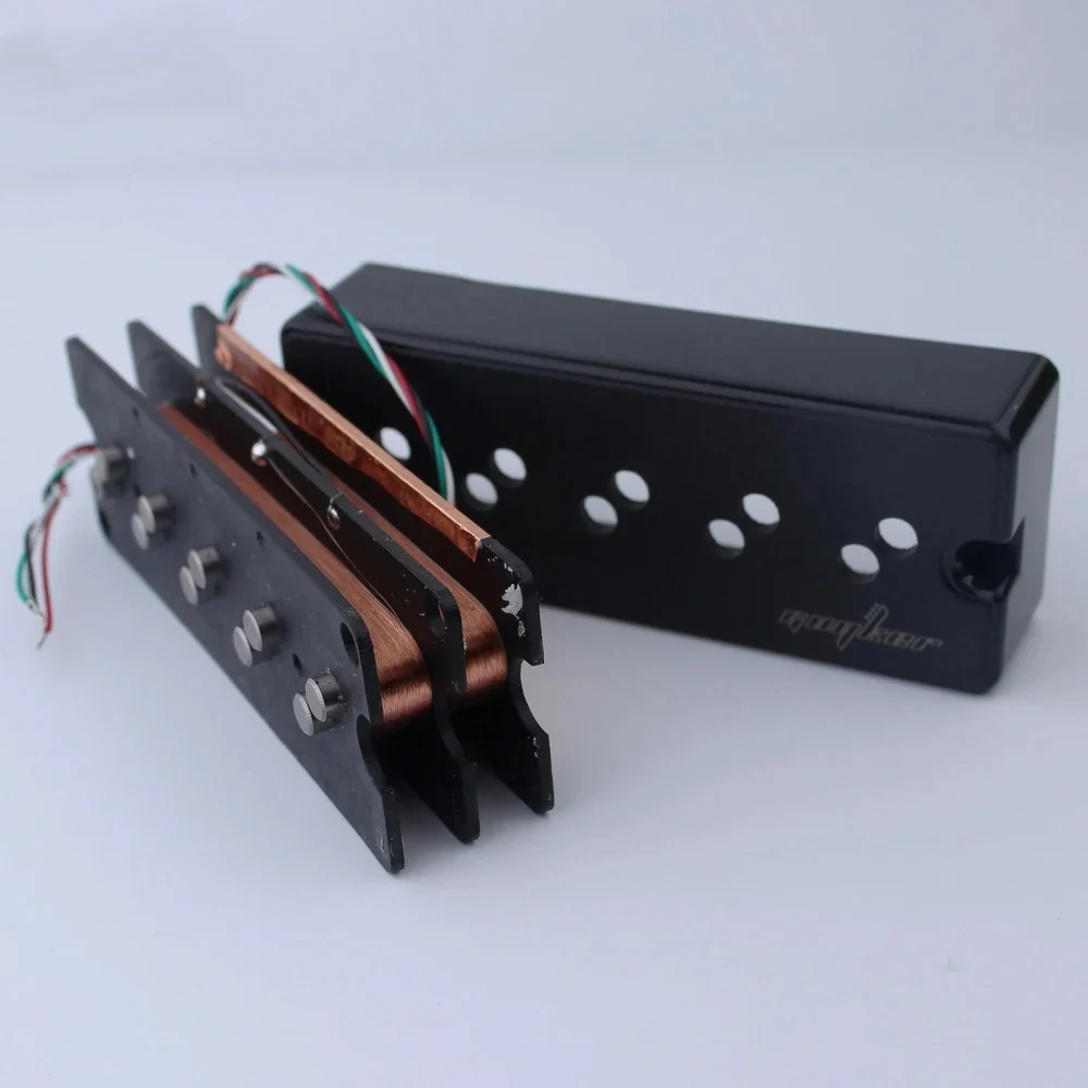 1 SET Double Noise Reduction Pickups Split Coil Humbucking 4/5 String Bass Pickups Bridge + Neck Alnico Black