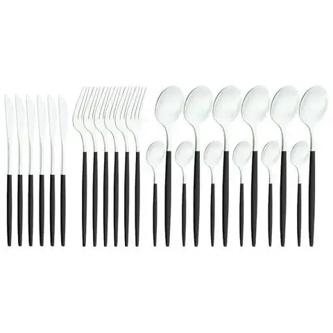 

Gold 24pcs Cutlery Set Stainless Steel Dinnerware Set Coffee Spoons Knife Fork Tableware Set Golden Cutlery Set